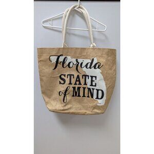 mudpie Tan "Florida State of Mind" Burlap Tote Bag